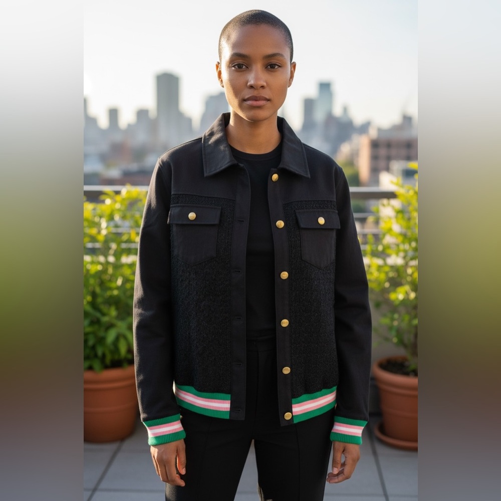 Women's Black Jacket with Gold Buttons